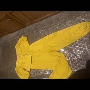 2piece yellow pant crop top set